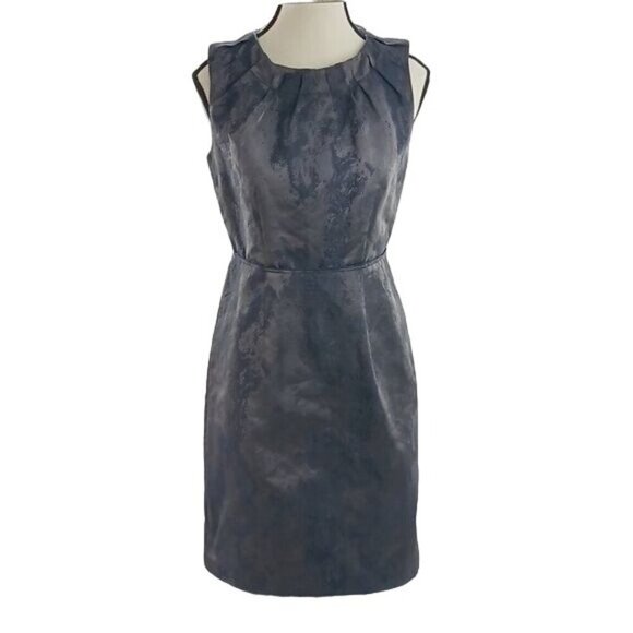 LOFT Sleeveless Sheath Dress Womens Size 2 Gray Textured Iridescent Cocktail - Picture 1 of 9